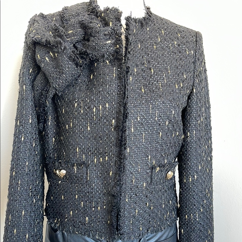 Elegant Black Tweed Women's Jacket
